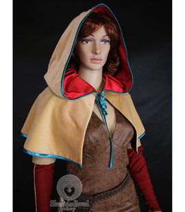 Beige velvet hood with satin lining for Triss Merigold cosplay