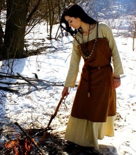 Viking wool apron dress with two wedges from Hedeby