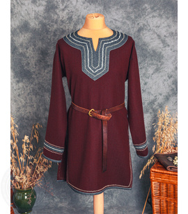 Scandinavian wool tunic, hand-embroidered with slits