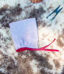 Medieval linen children's bonnet with linen trim