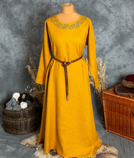 Linen underdress with handmade embroidery