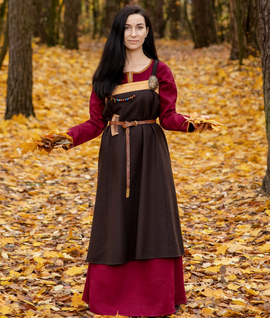 Hedeby wool apron dress with diamond twill trim