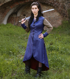 SHIELDMAIDEN LAGERTHA - women's battle coat made of faux leather, wool and satin cotton