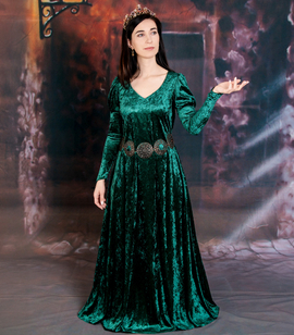 LUTHIEN – Bajkowa sukienka z aksamitu z bufiastymi rękawami