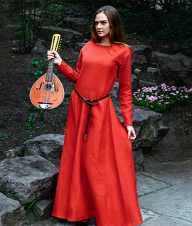 Późnośredniowieczna lniana suknia Cotte Simple z 4 klinami