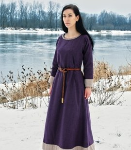 Wool overdress with 100% wool handwoven trim and wool hems