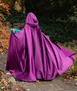 Fantasy wide circle hooded flattering cloak