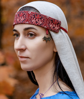 Early Medieval Slavic headband with Samit silk brocade