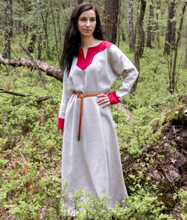 Slavic linen dress with linen trim