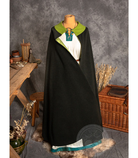 Wool circle cloak with wool hem and linen lining