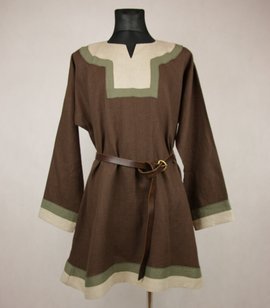 Viking linen tunic with double linen trim