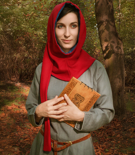 Medieval liripipe wool hood with linen lining