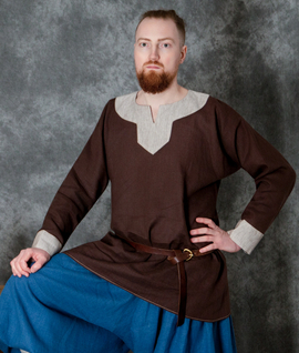 Medieval linen tunic with hems