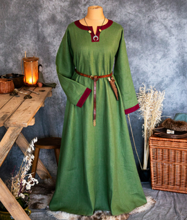 Early Medieval linen dress with narrow linen trim