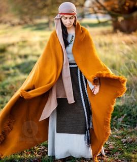Hand-woven and hand-dyed medieval blanket cloak