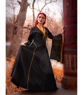 BLACK DAGGER -  morning kimono wrap dress of the fantasy medieval queen