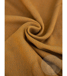 HANDWOVEN 100% yellow wool fabric with green diamond twill, 350 gr/m2 for historical sewing