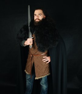 Lord Commander Jon Snow's Wool Cloak from Game of Thrones with Icelandic Sheepskin Collar