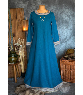 Slavic ceremonial linen dress with geometric hems