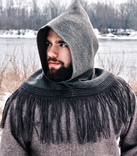 Orkney wool hood with fringe