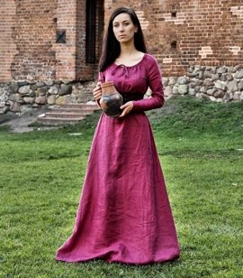 MORGAINE CHEMISE — Bajkowa lniana suknia spodnia Ren Faire ze ściąganym dekoltem