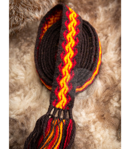 100% wool handwoven belt with flame pattern