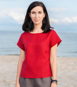 Luźna bluzka-T-shirt z naturalnego lnu